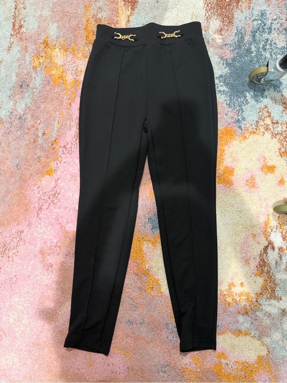 SHEIN Black Women’s Dress Pants with Gold Detail